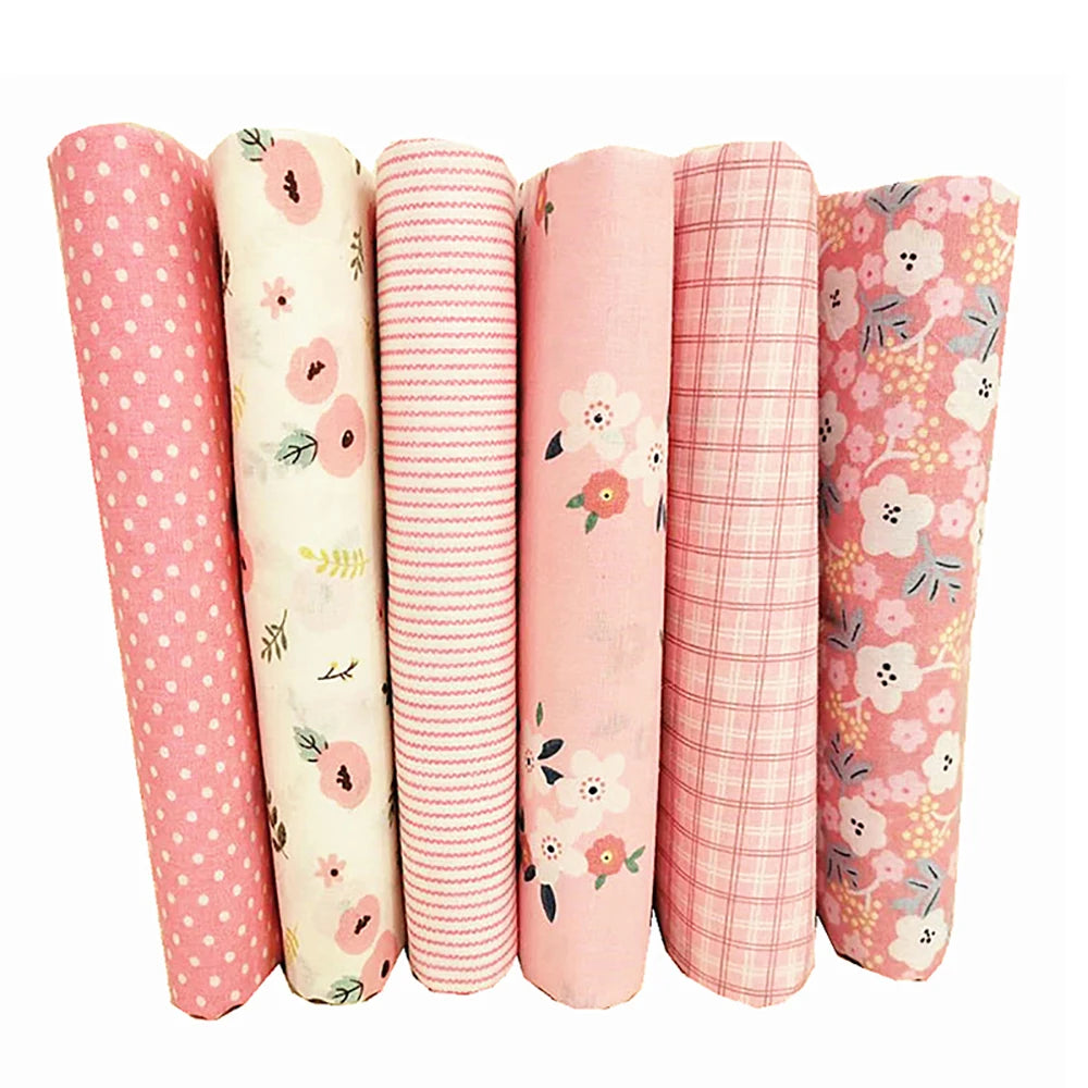 6pcs 25/50cm Floral Cotton Cloth Pre-Cut Sewing Fabric