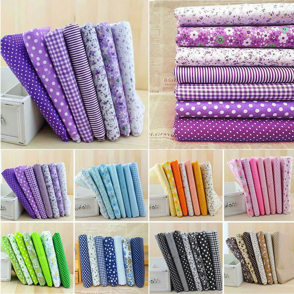 7Pcs/set 25x25cm Multicolor Cotton Assorted Pre Cut Fat Quarter Bundle
