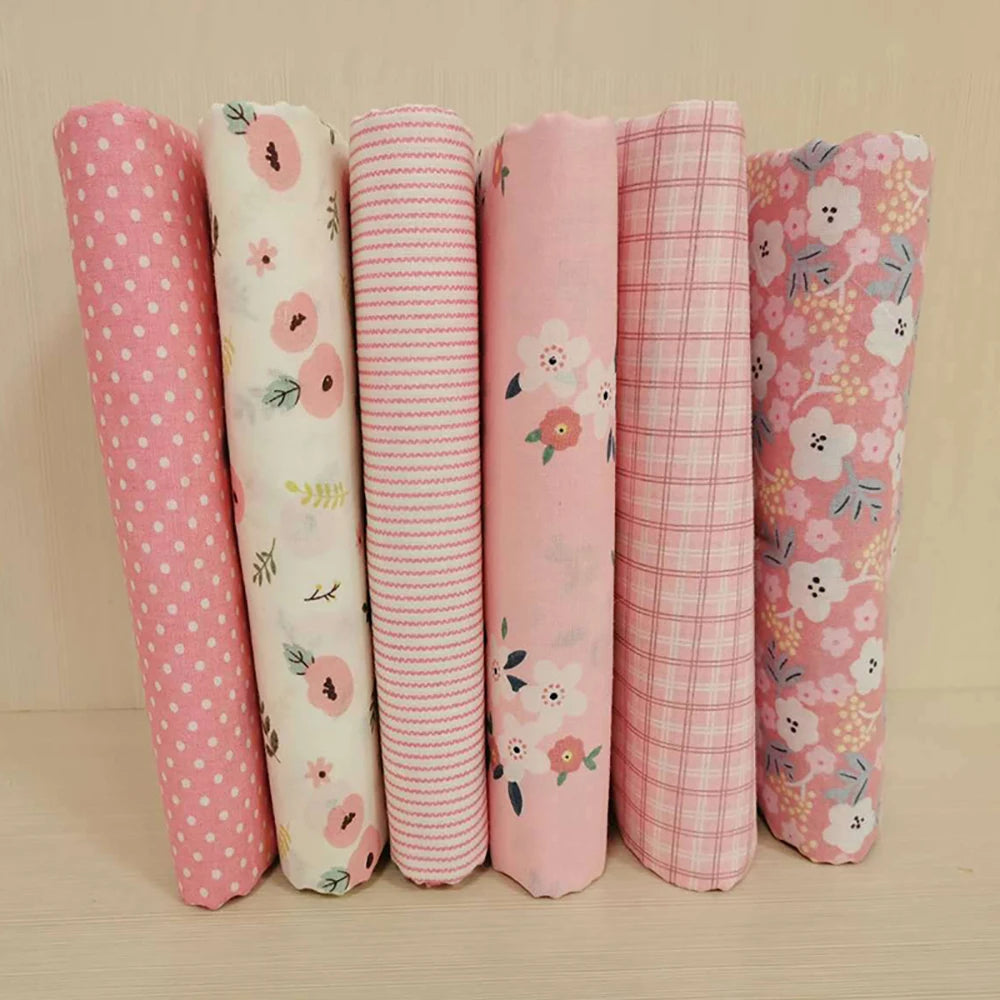 6pcs 25/50cm Floral Cotton Cloth Pre-Cut  Sewing Fabric