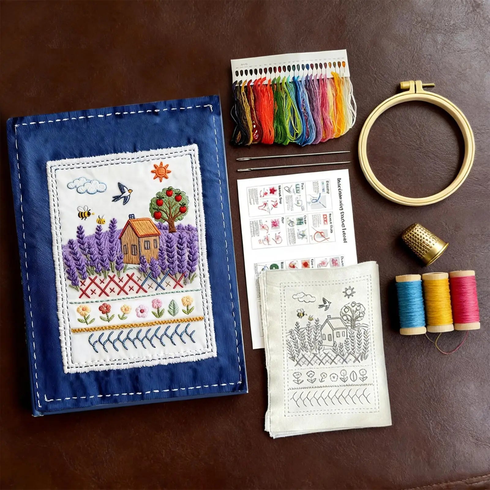 Embroidery Stitch Book for Beginners with sewing kit