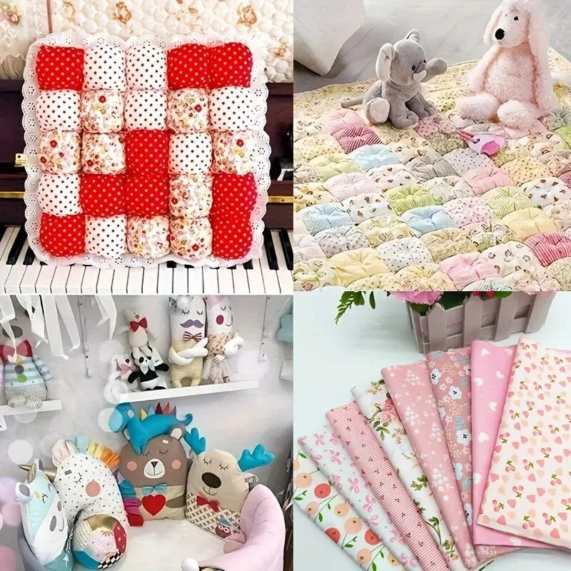 (25cm*20cm)8pcs Pink Floral Cotton Fabric Bundle