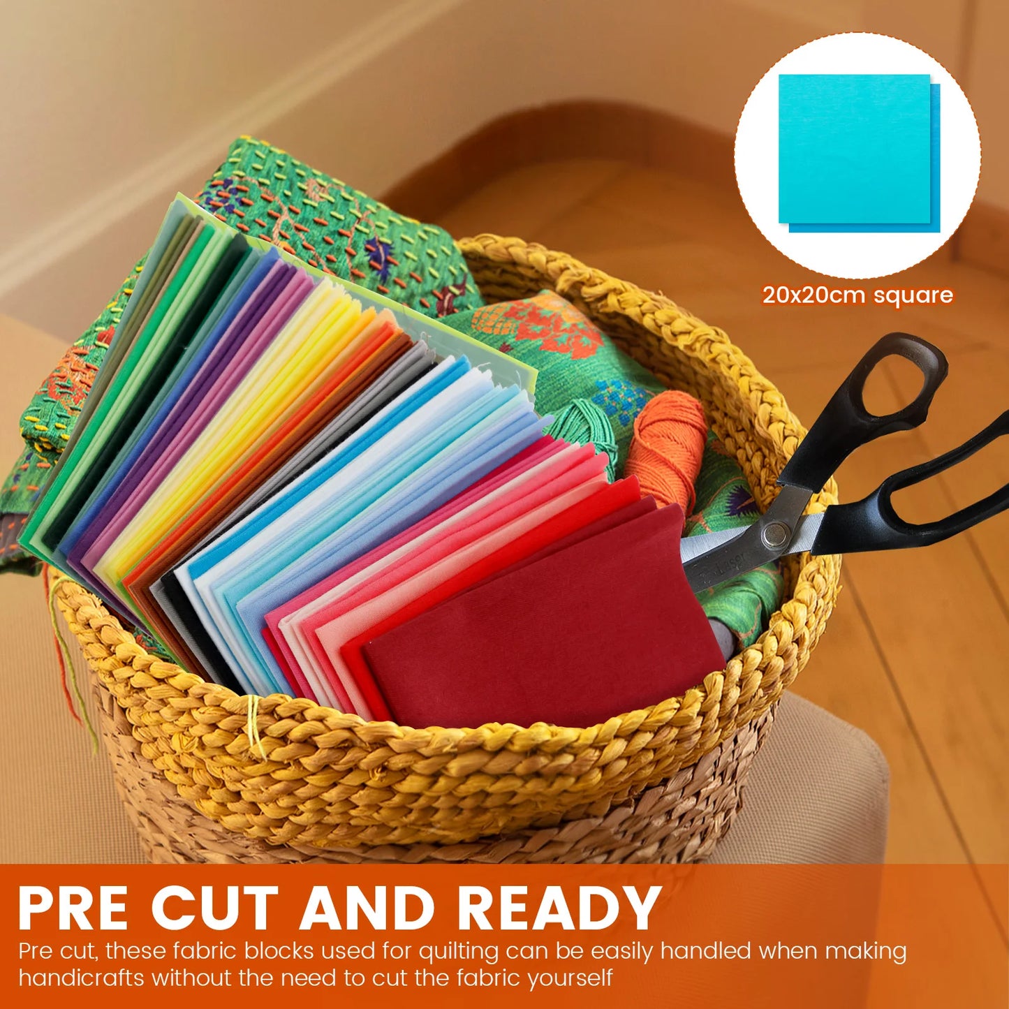 50Pcs Color Cotton Fabric Bundle