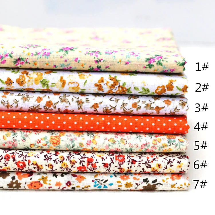 7Pcs/set 25x25cm Multicolor Cotton Assorted Pre Cut Fat Quarter Bundle