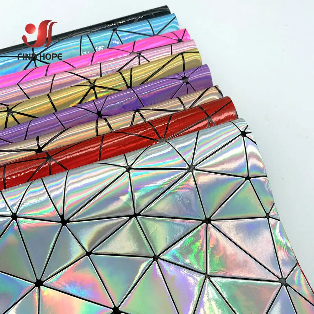 9 Sheets Holographic Leather Geometric Bundle