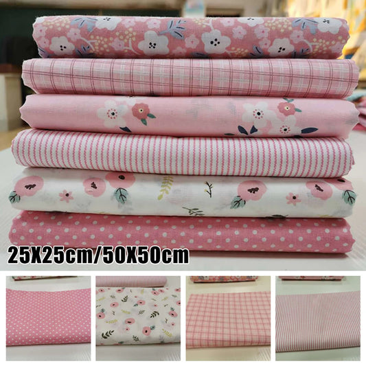6pcs 25/50cm Floral Cotton Cloth Pre-Cut  Sewing Fabric