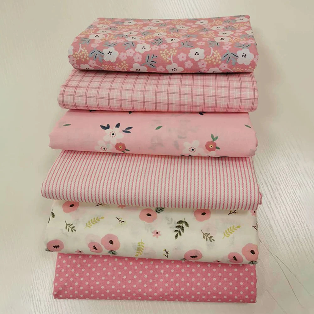 6pcs 25/50cm Floral Cotton Cloth Pre-Cut  Sewing Fabric