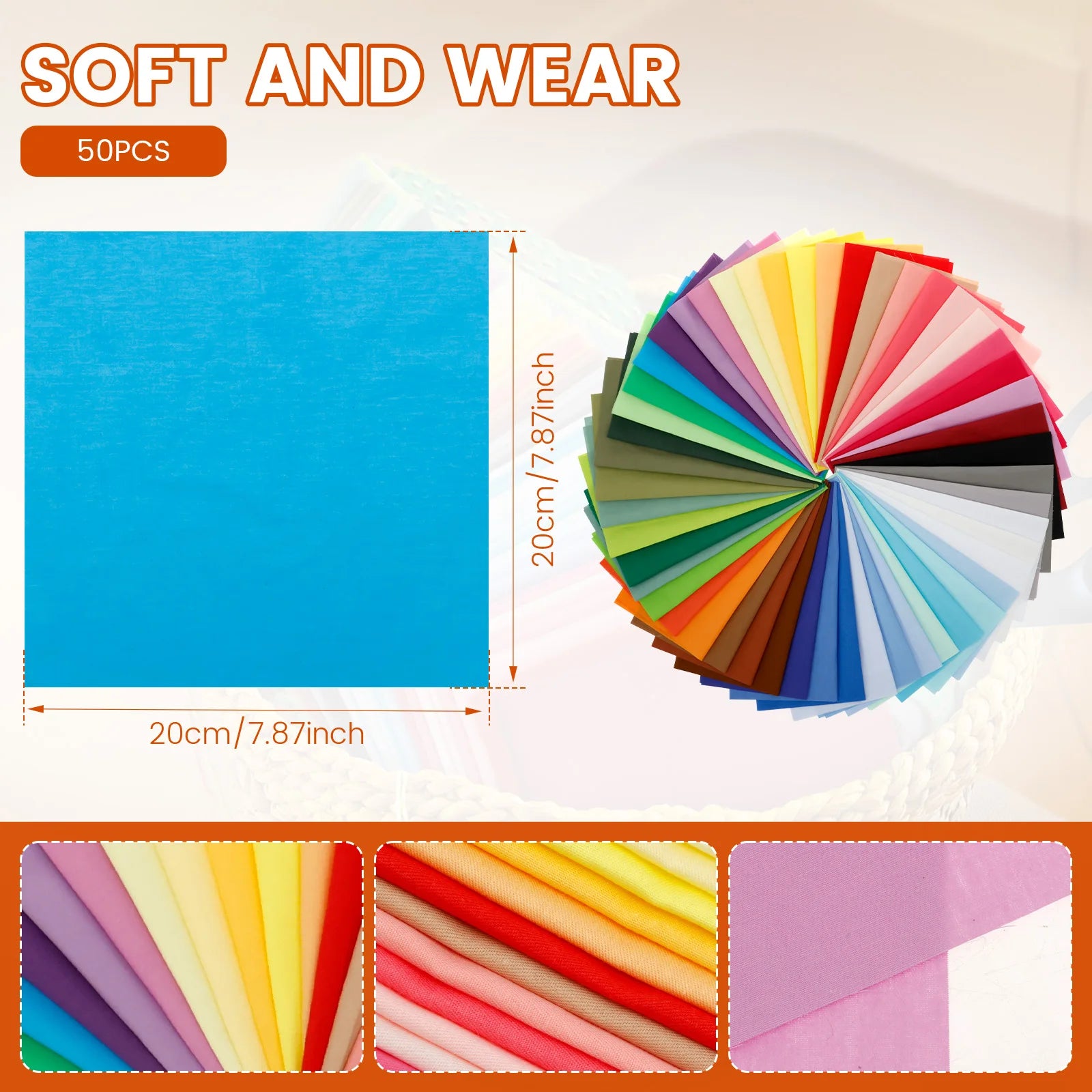 50Pcs Color Cotton Fabric Bundle