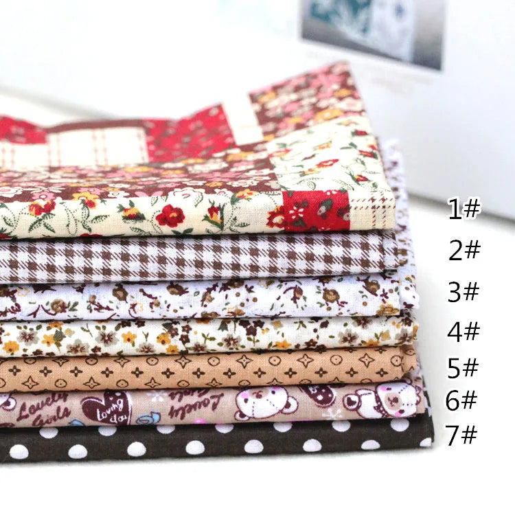 7Pcs/set 25x25cm Multicolor Cotton Assorted Pre Cut Fat Quarter Bundle