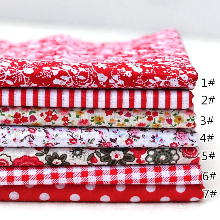 7Pcs/set 25x25cm Multicolor Cotton Assorted Pre Cut Fat Quarter Bundle