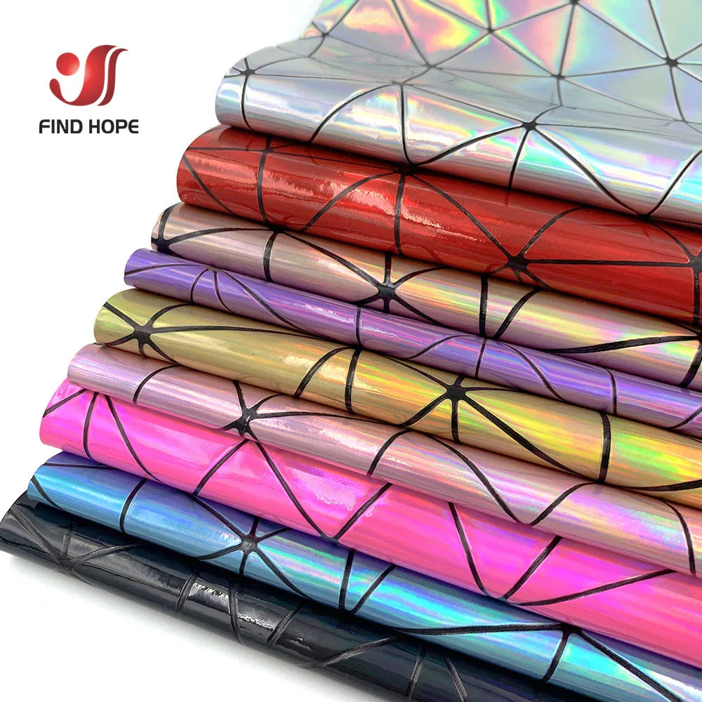 9 Sheets Holographic Leather Geometric Bundle