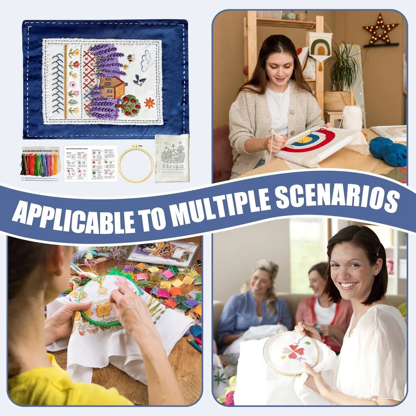 Embroidery Stitch Book for Beginners with sewing kit