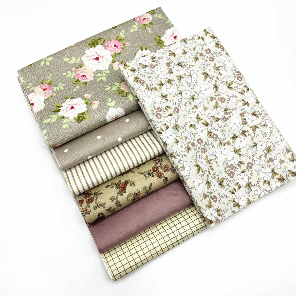 (25cm*20cm)7pcs Pink Floral Cotton Fabric Bundle