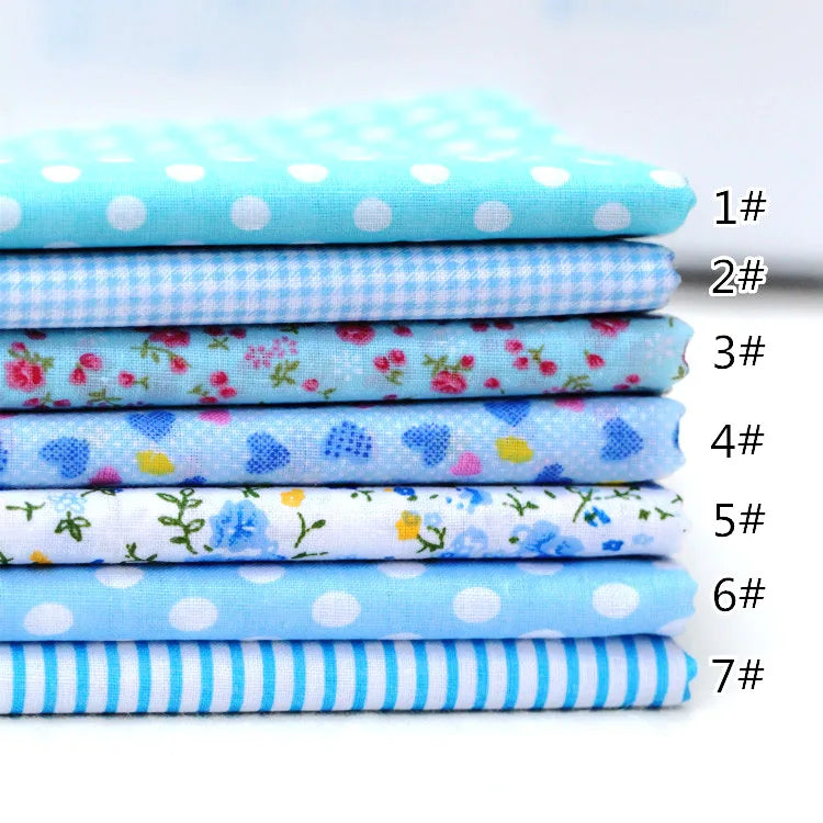 7Pcs/set 25x25cm Multicolor Cotton Assorted Pre Cut Fat Quarter Bundle