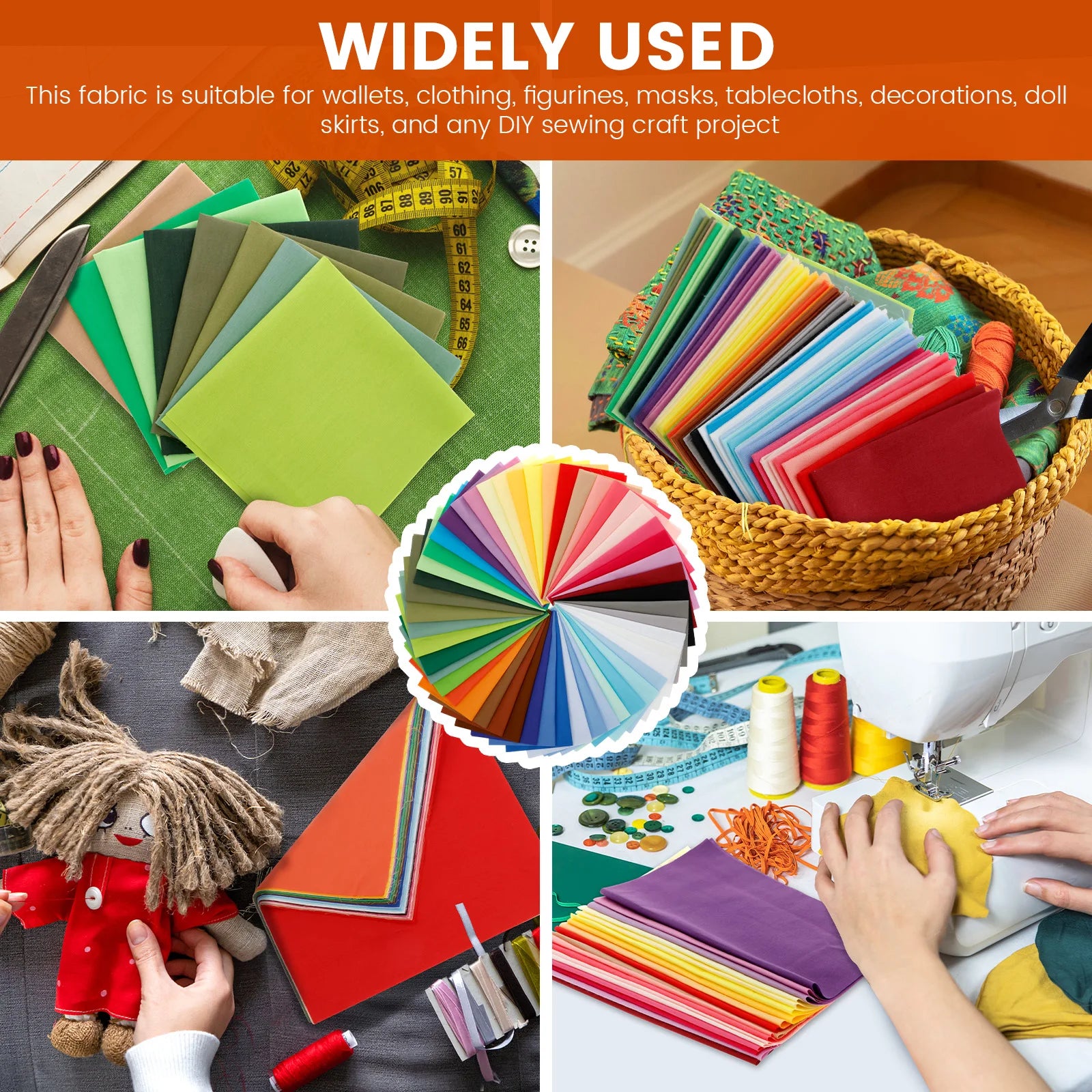 50Pcs Color Cotton Fabric Bundle