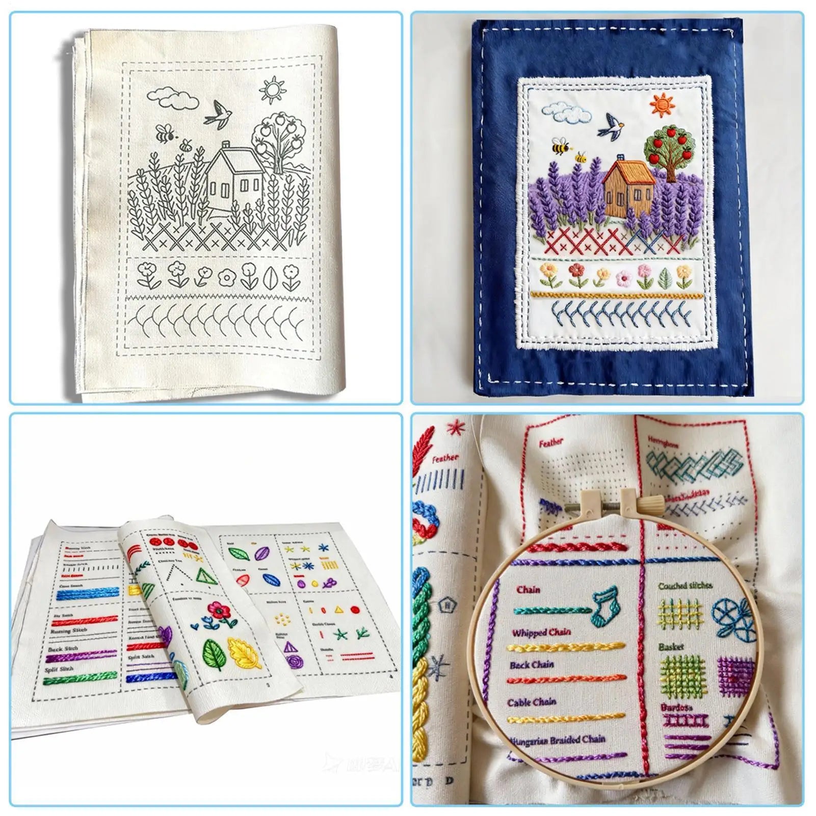 Embroidery Stitch Book for Beginners with sewing kit