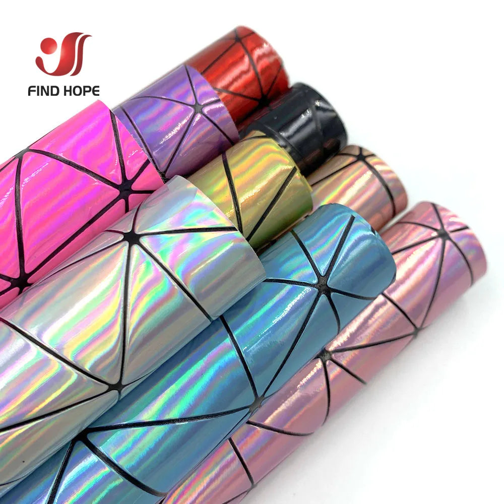 9 Sheets Holographic Leather Geometric Bundle