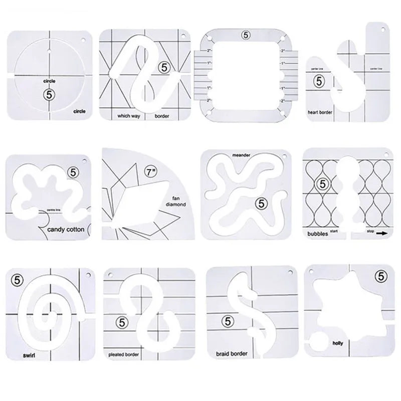13Type Quilting Template Free Motion Ruler