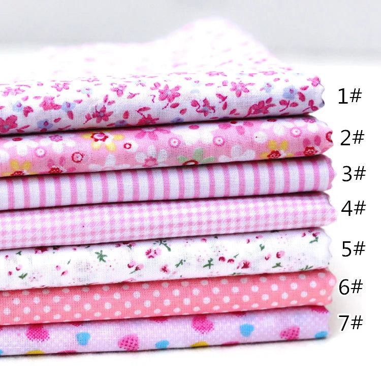 7Pcs/set 25x25cm Multicolor Cotton Assorted Pre Cut Fat Quarter Bundle