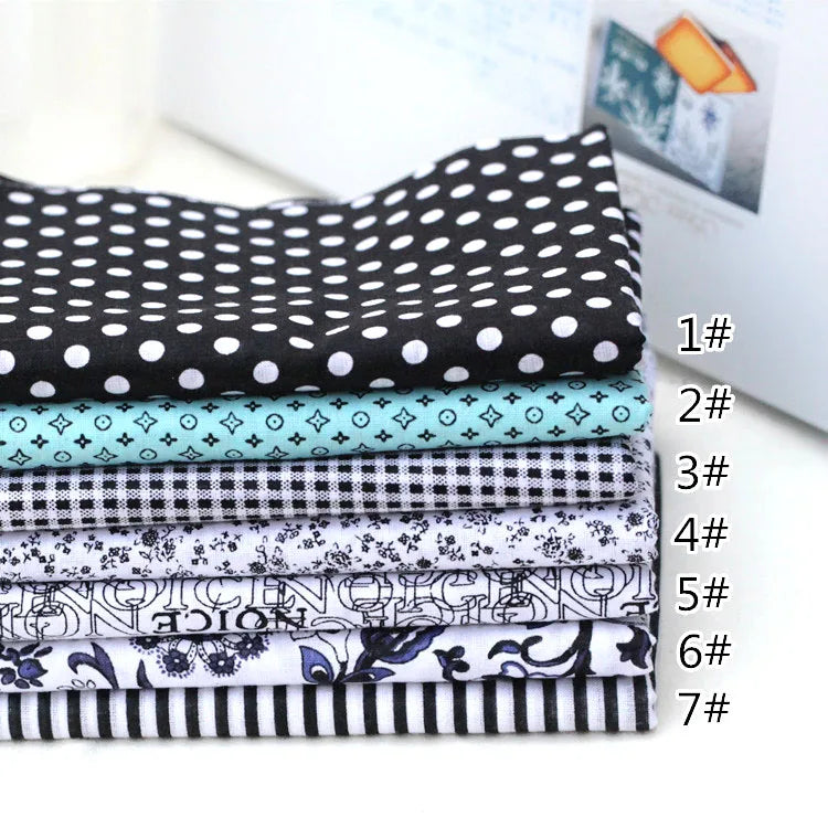 7Pcs/set 25x25cm Multicolor Cotton Assorted Pre Cut Fat Quarter Bundle