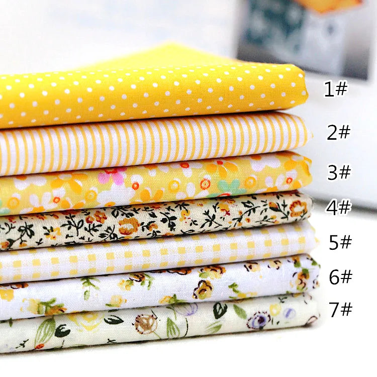 7Pcs/set 25x25cm Multicolor Cotton Assorted Pre Cut Fat Quarter Bundle