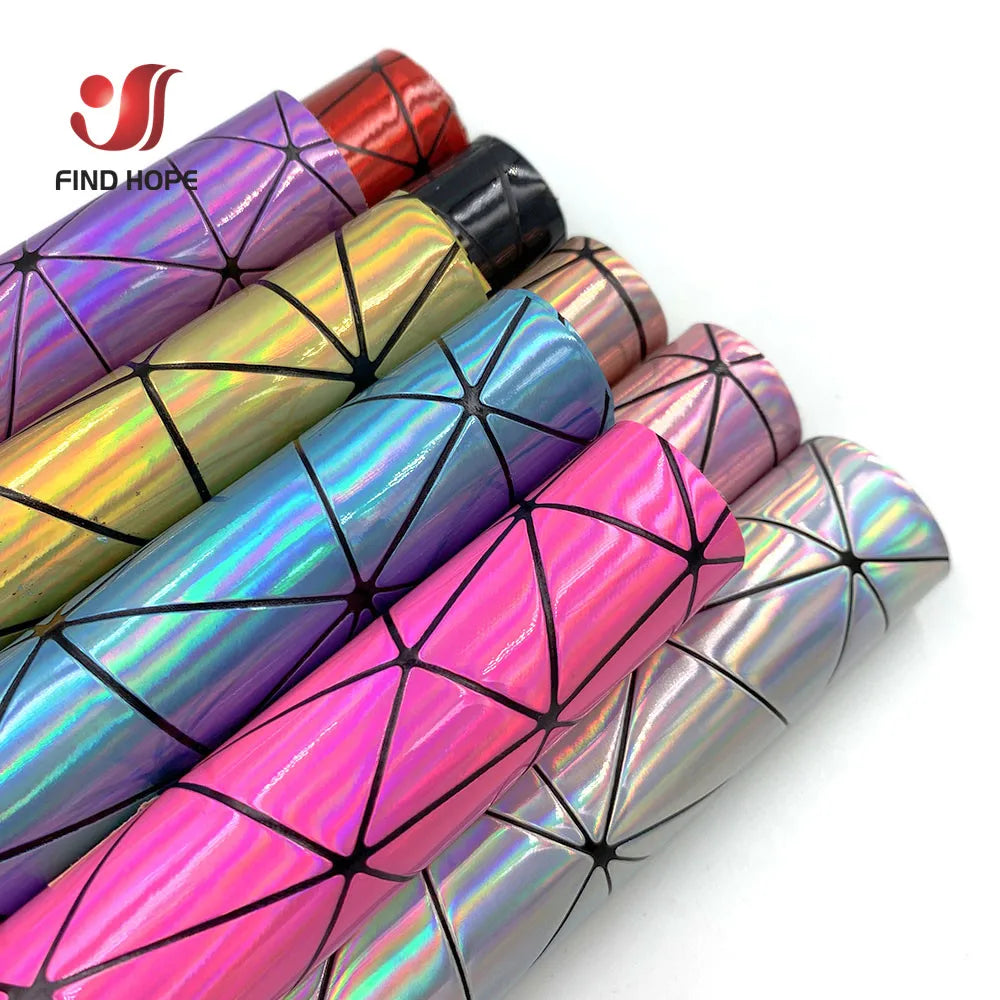 9 Sheets Holographic Leather Geometric Bundle